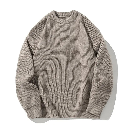 Mens Vintage Grandpa Aesthetic Sweaters Crewneck Knitted Sweatshirt Pullovers Y2K Grunge Clothing Korean Streetwear (TanMedium)