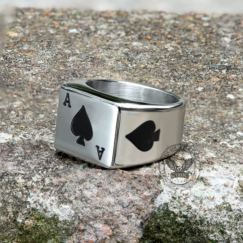 Poker Card Stainless Steel Ring