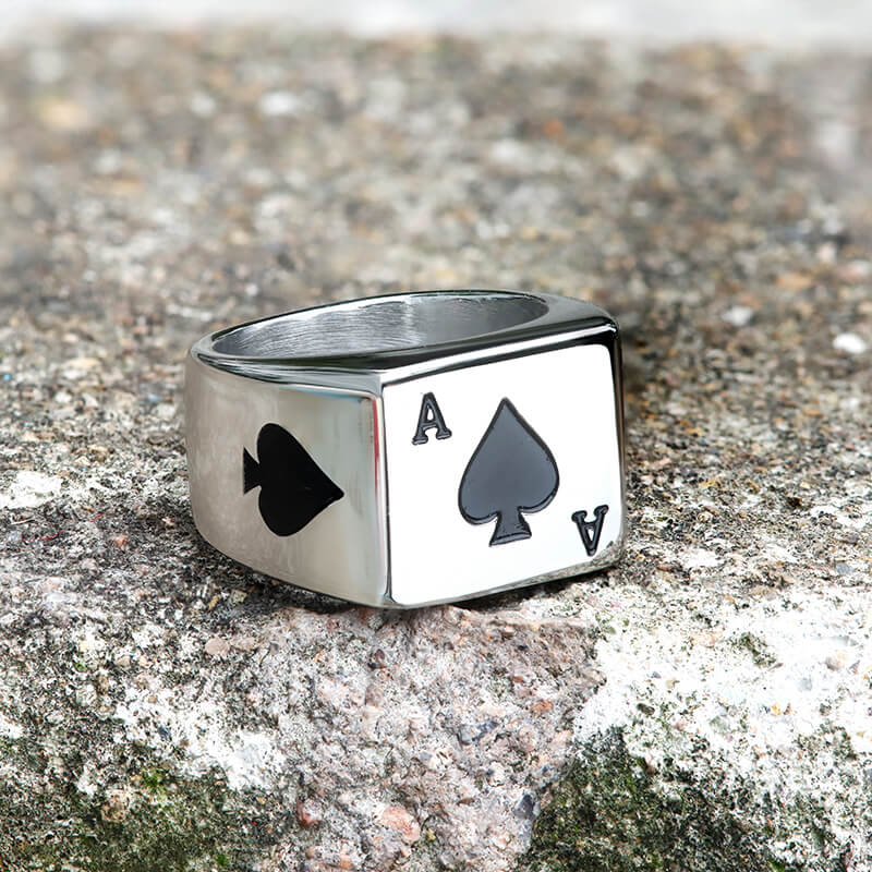 Poker Card Stainless Steel Ring