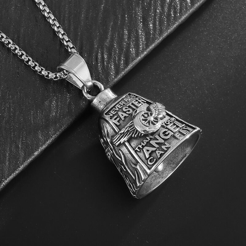 Polished Wing Wheel Biking Lucky Bell Stainless Steel Pendant