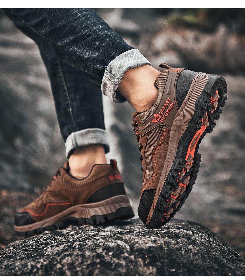 Popular Outdoor Casual Shoes Hiking Men High Quality Sneakers Mountain Climbing Work Footwear Hiking Shoes Low Cut Boots Leather Walking Shoes For Outdoor Training Casual Work