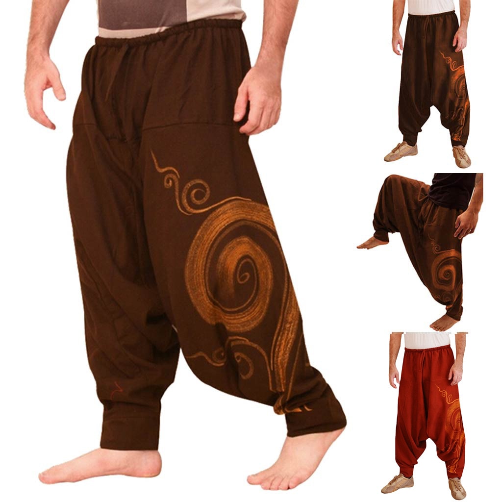 Men Ethnic Printed Overalls Casual Pocket Sport Yoga Work Casual Trouser Pants leggins yoga sports tights Dropshiping#XB25