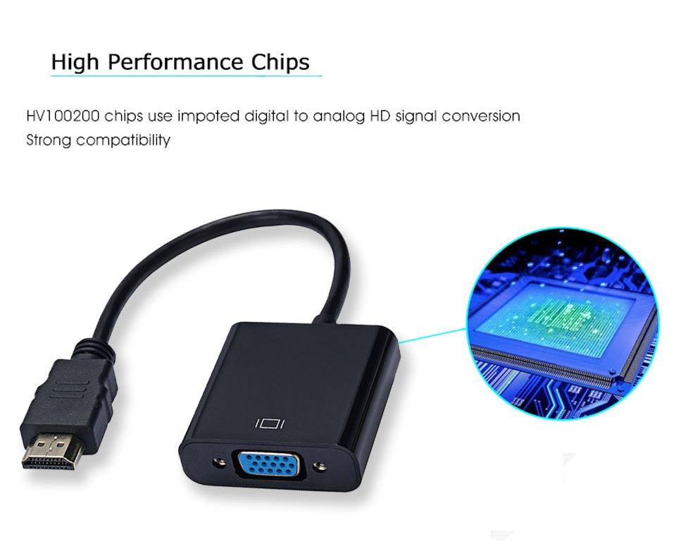 HD 1080P HDMI Compatible To VGA Adapter Converter Cable Gold-Plated HDMI to VGA Adapter For Laptop TV To Projector Display HDTV