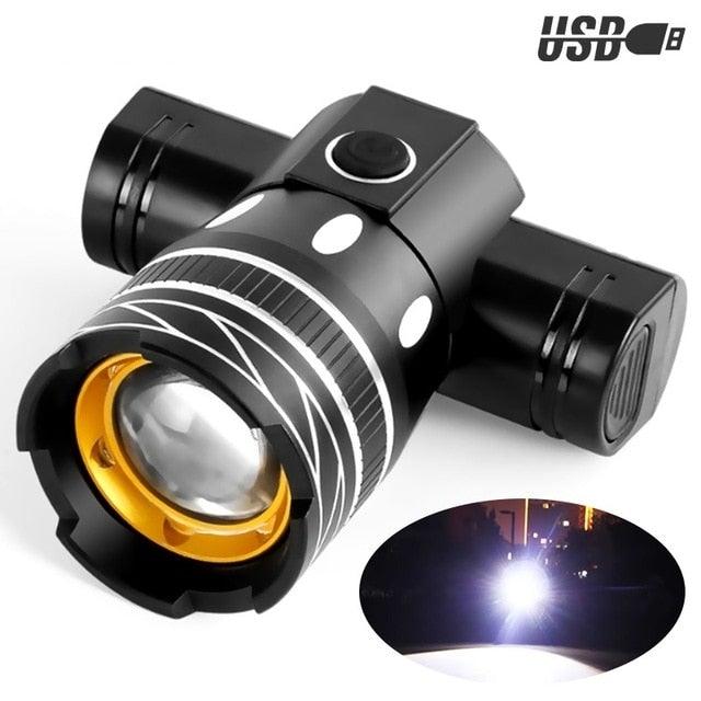 LED Headlight For Bike Electric Scooter USB Rechargeable LED Light Front Lamp High Lumens Brightness Bicycle Light Front With Strong Battery Portable Waterproof Flashlight For Night Cycling