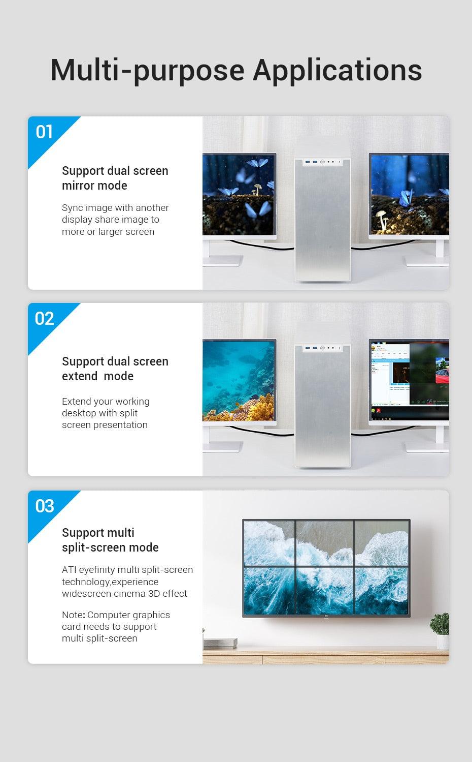 Fast 1.4Gbps 8K 60Hz 4K HDR  Display Port Audio Cable for Video PC Laptop TV