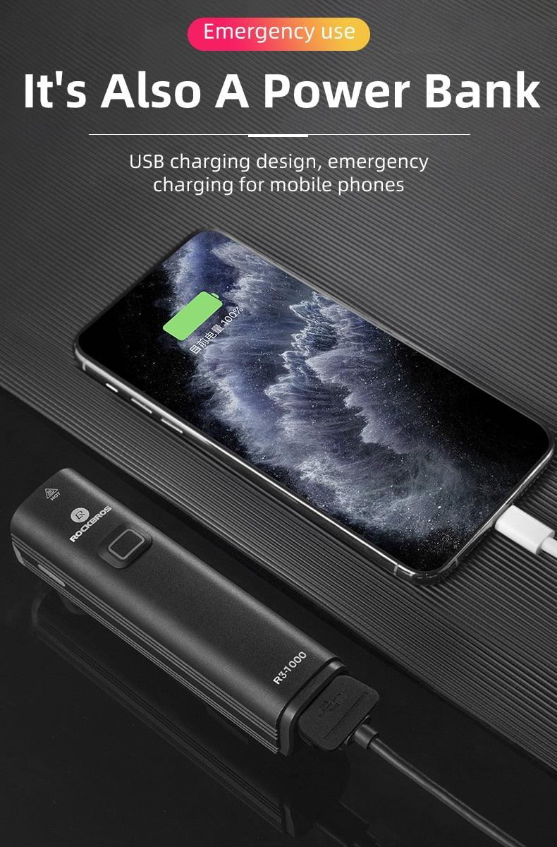 Bike Light Front Lamp USB Rechargeable LED 4800mAh Bicycle Light Waterproof Bicycle Light Set USB  Rechargeable Super Bright Bike Headlight For Night Riding Bracket 1000LM