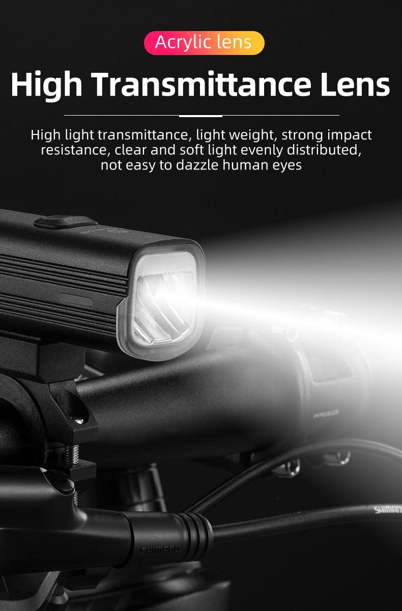 Bike Light Front Lamp USB Rechargeable LED 4800mAh Bicycle Light Waterproof Bicycle Light Set USB  Rechargeable Super Bright Bike Headlight For Night Riding Bracket 1000LM