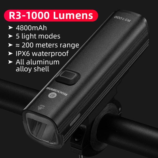 Bike Light Front Lamp USB Rechargeable LED 4800mAh Bicycle Light Waterproof Bicycle Light Set USB  Rechargeable Super Bright Bike Headlight For Night Riding Bracket 1000LM