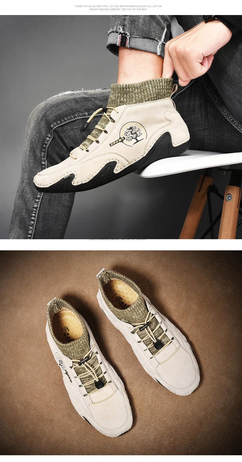 Men Beige Casual Shoes Outdoor Comfy Walking Sneakers Fashion All-Match Sneakers Breathable Cloth Casual Sports Flats Men Lightweight Outdoor Running Sneakers