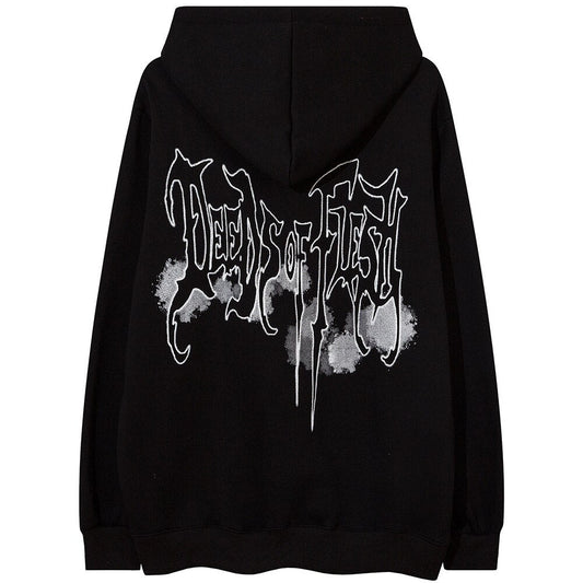 Hoodie Men Scary Demon Punk Letter Fleece Warm Pullover Diablo Style Punk Cool Harajuku Tops Casual Oversize Streetwear