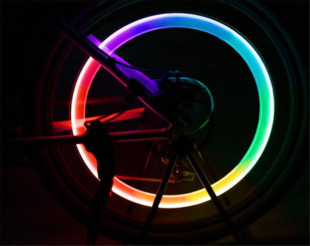 LED Neon Bike Wheel Tire Light Valve Dust Cap Spoke Light For Bicycle Cycling Warning Light Bicycle Flash Cap Light Bike Tire Wheel Valve Cap For Front And Rear Wheel Bicycle Motorcycle Tire Colorful Design