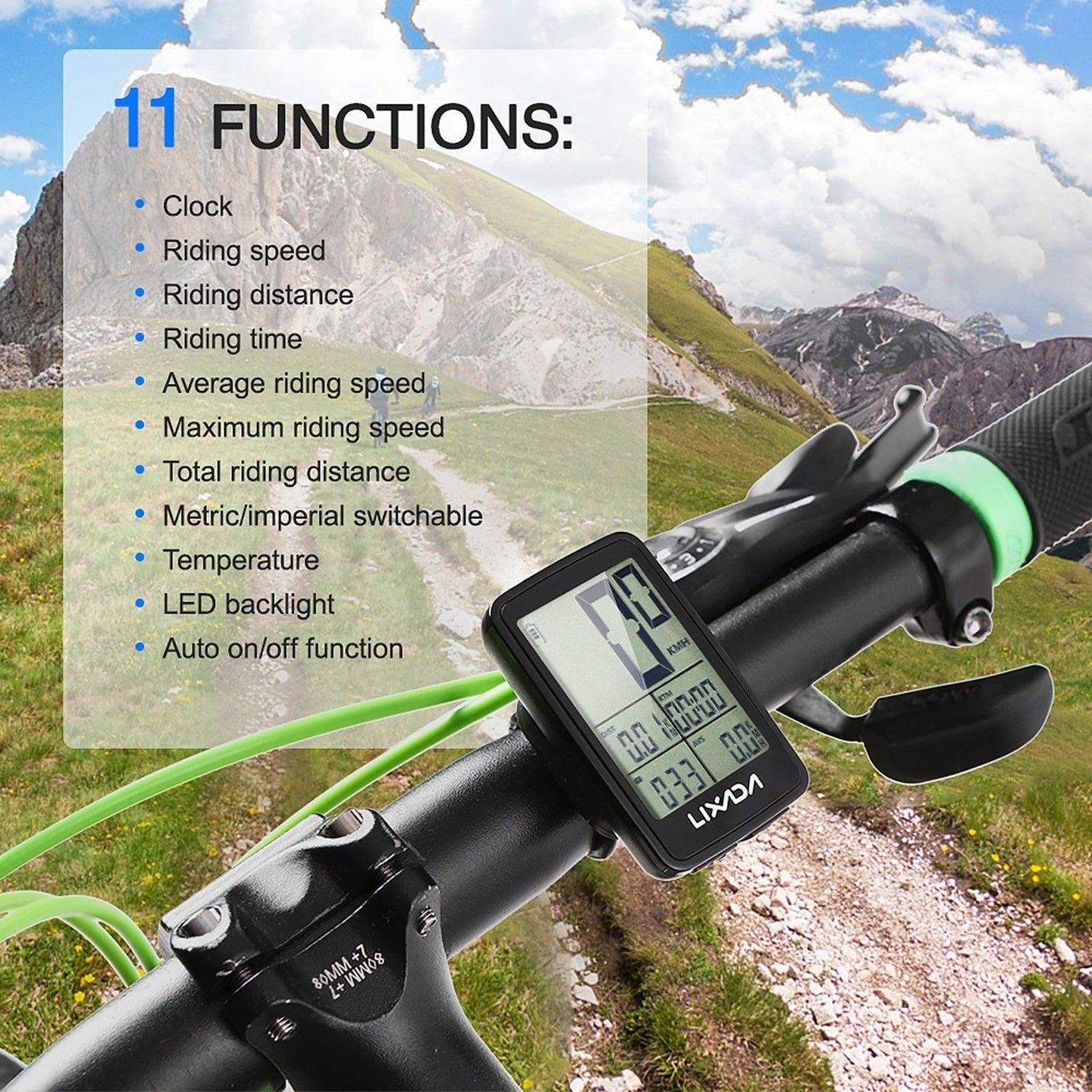 Speedometer LCD Digital Display Rechargeable Wireless Bike Cycling Computer Waterproof Riding Bike Accessories Waterproof Bicycle Speedometer With LCD Backlight Display Cycling Computer