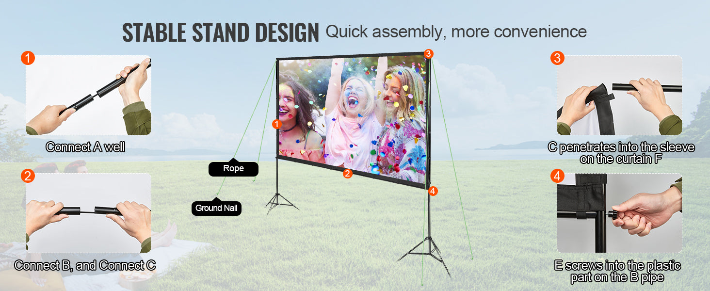 VEVOR Projector Screen with Stand 120/150 inch 4K 1080 HD Outdoor Movie Screen for Home Theater Cinema Backyard Movie - Premium  from Lizard Vigilante - Just $102.99! Shop now at Lizard Vigilante