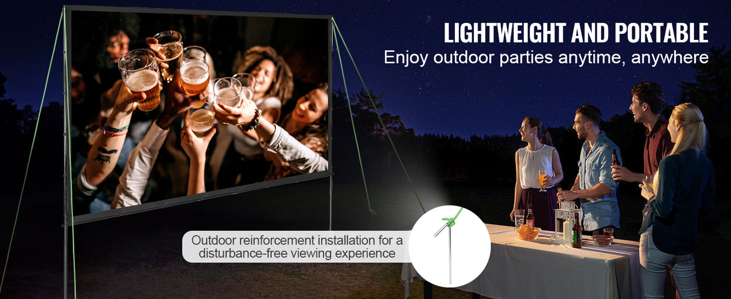 VEVOR Projector Screen with Stand 120/150 inch 4K 1080 HD Outdoor Movie Screen for Home Theater Cinema Backyard Movie - Premium  from Lizard Vigilante - Just $102.99! Shop now at Lizard Vigilante