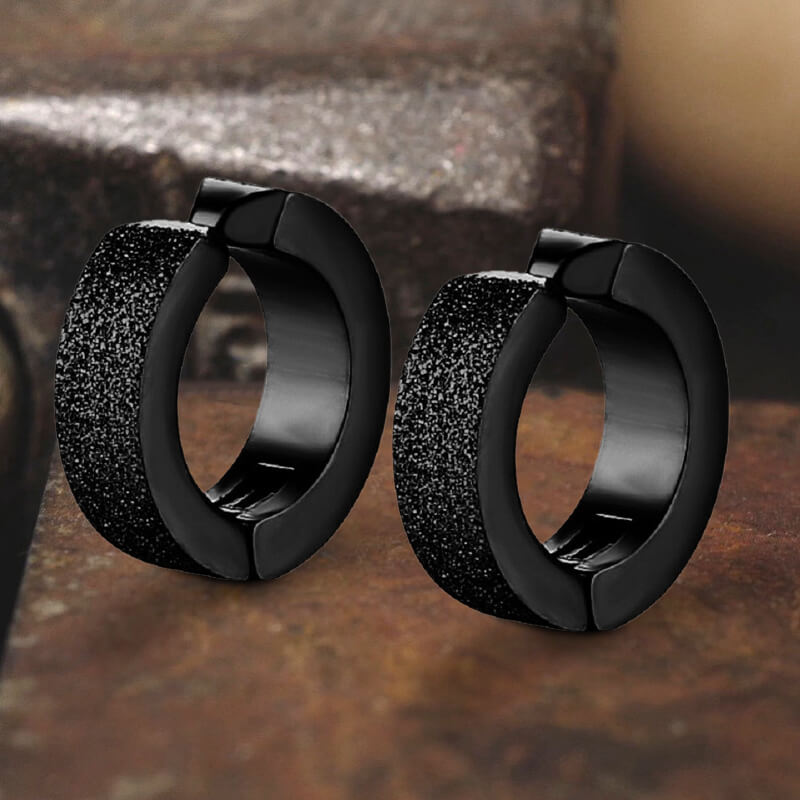 Punk Frosted Stainless Steel Hoop Ear Cuffs