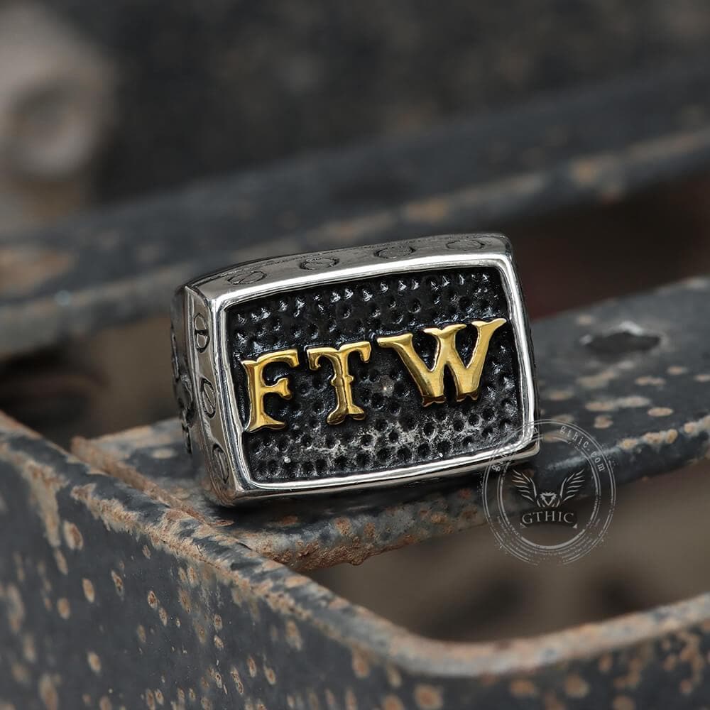 Punk FTW Letters Stainless Steel Biker Ring