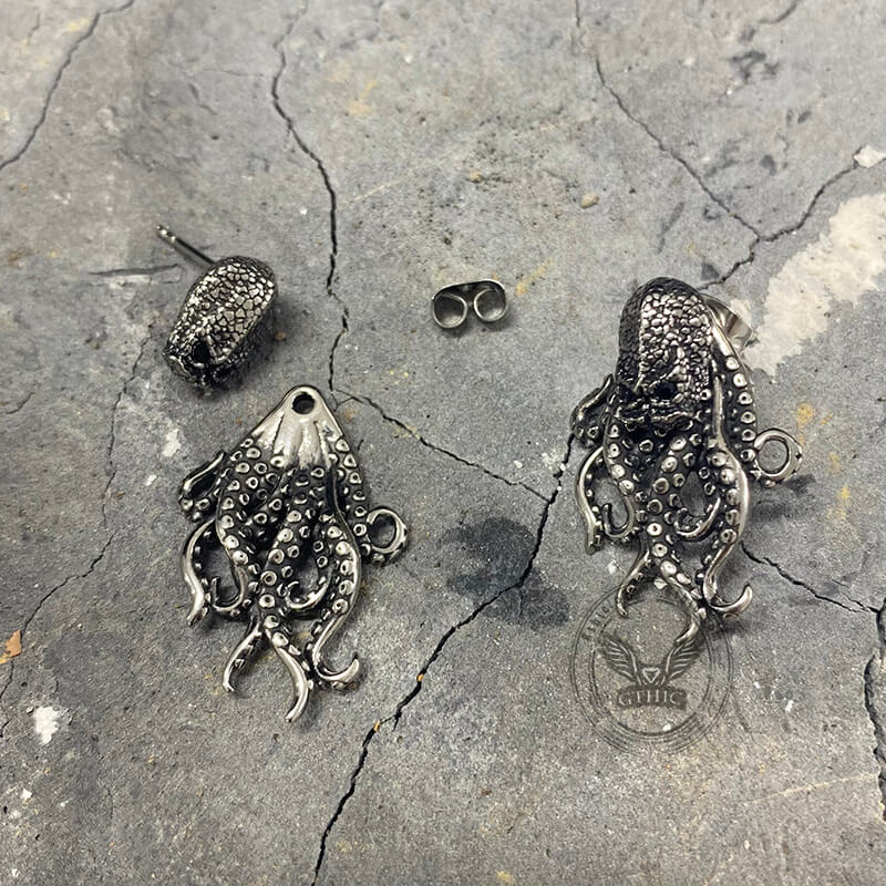 Punk Octopus Stainless Steel Animal Earrings