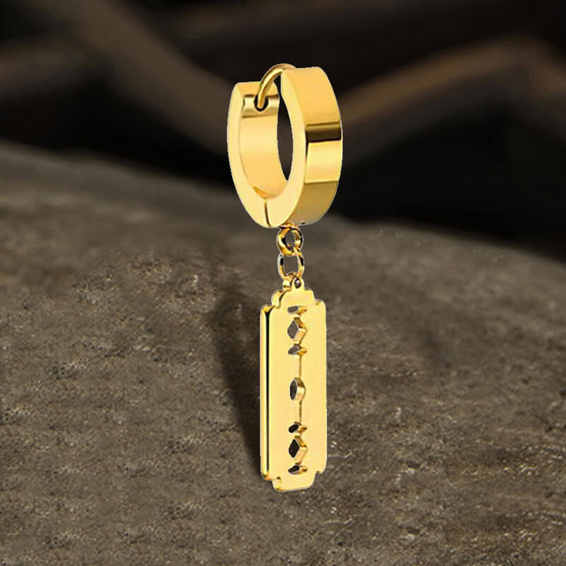 Punk Razor Blade Stainless Steel Hoop Earring