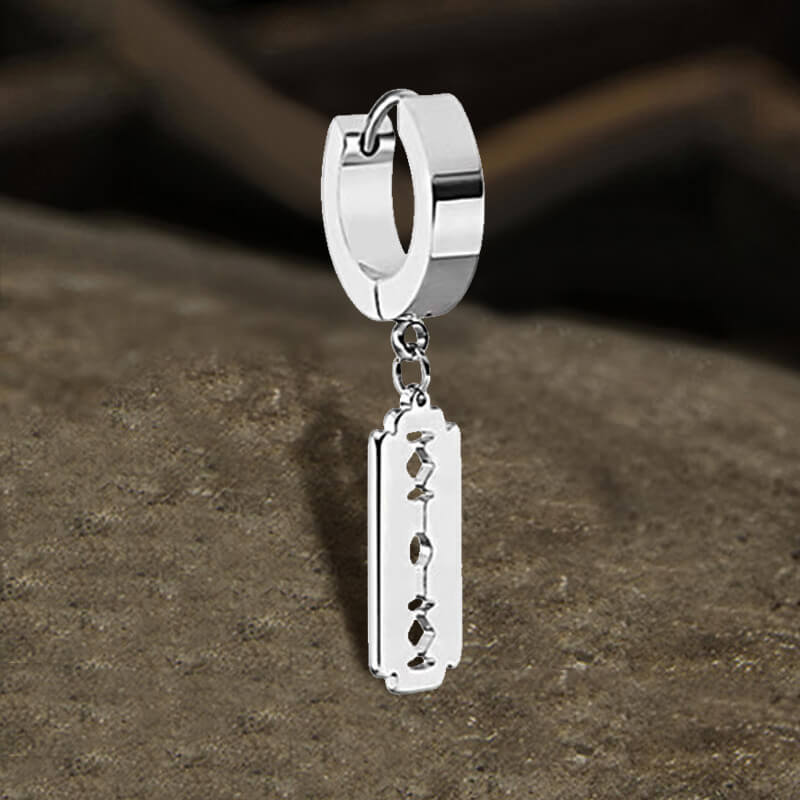 Punk Razor Blade Stainless Steel Hoop Earring
