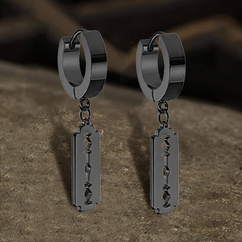 Punk Razor Blade Stainless Steel Hoop Earring