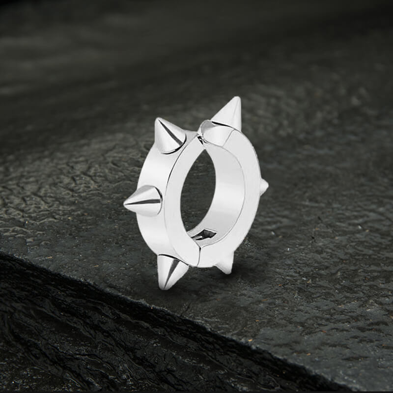 Punk Style Stainless Steel Spike Huggie Earrings