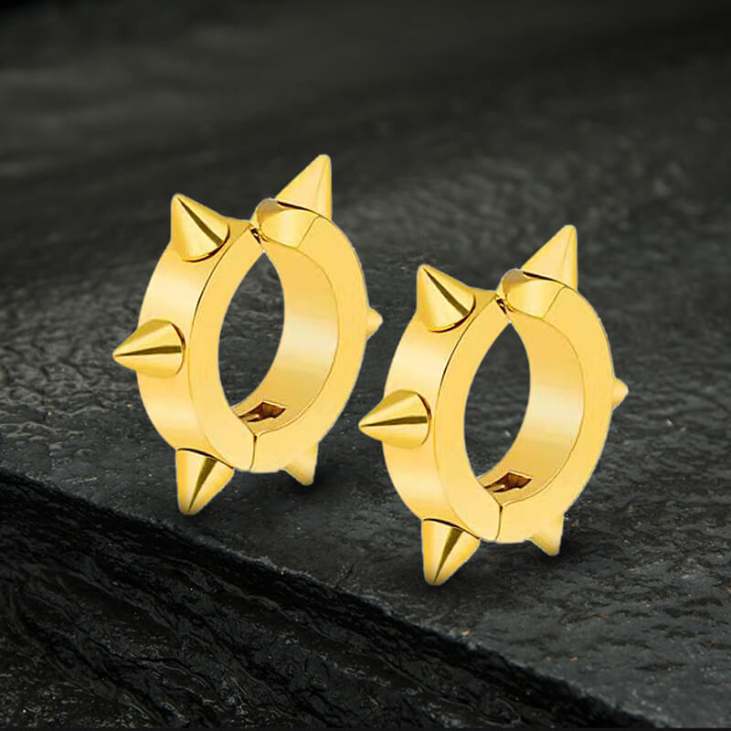 Punk Style Stainless Steel Spike Huggie Earrings