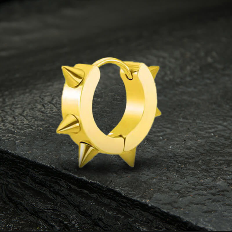 Punk Style Stainless Steel Spike Huggie Earrings