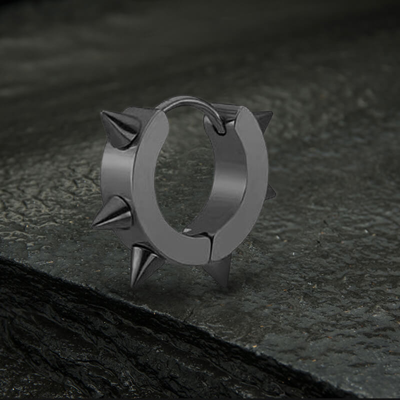 Punk Style Stainless Steel Spike Huggie Earrings