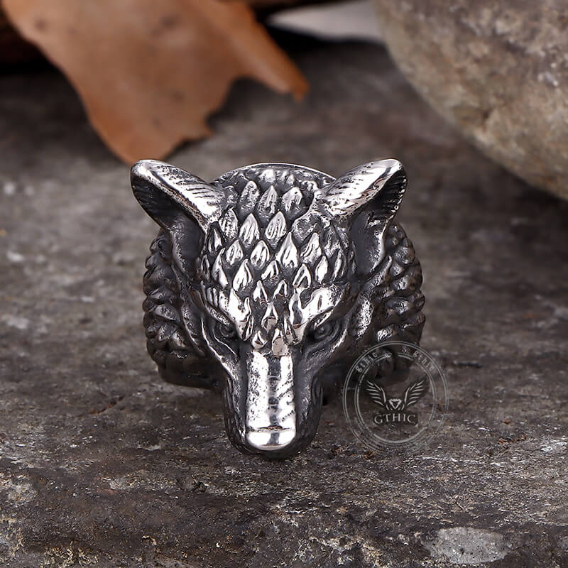 Punk Viking Wolf Head Stainless Steel Ring