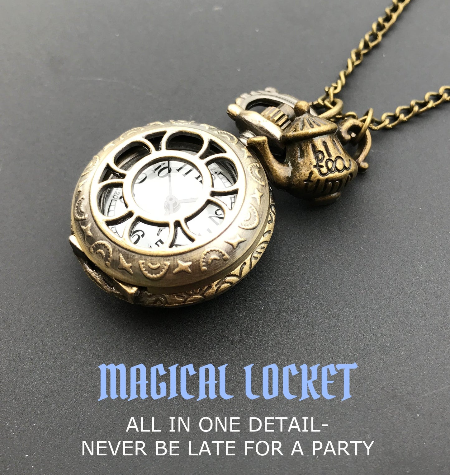 Alice in Wonderland watch necklace