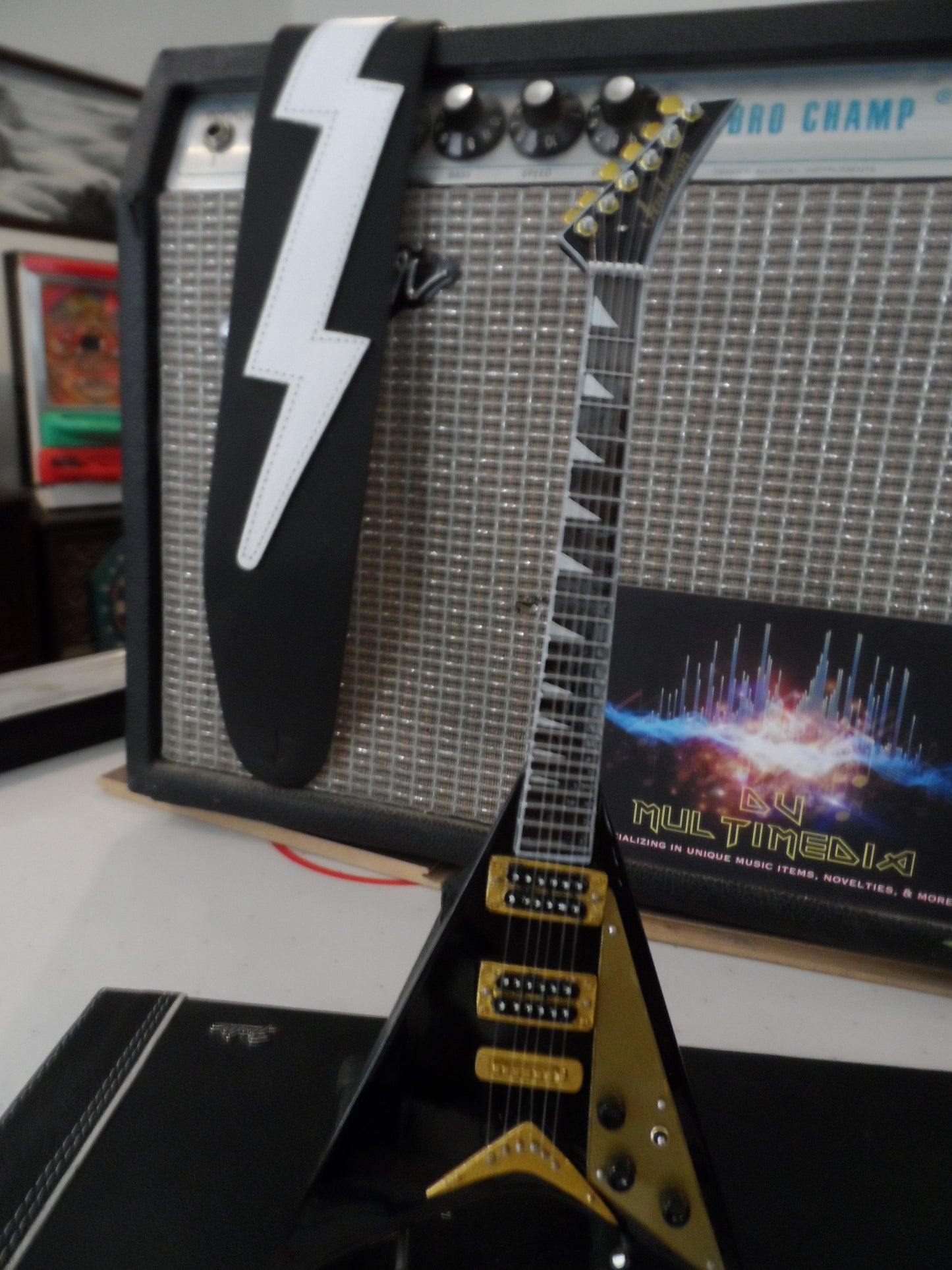 RANDY RHOADS- Signature Black Concorde V 1:4 Scale Replica Guitar ~Axe Heaven~