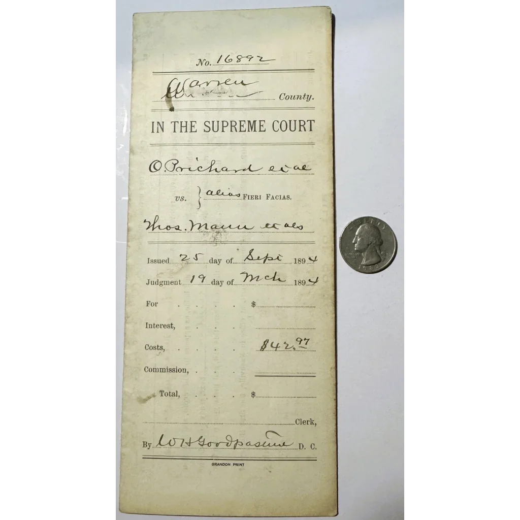 Rare 1893 Tennessee Supreme Court Legal Document From Nashville