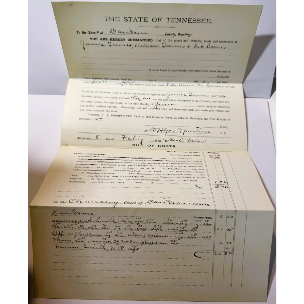 Rare 1895 Tennessee Supreme Court Case Document From Nashville