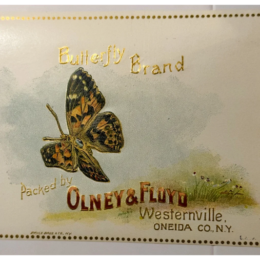 Rare 1900s Butterfly Gold Embossed Strawberry Beets Label