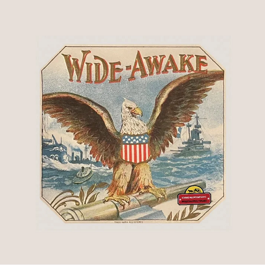 Rare 1910s Antique Patriotic Cigar Label Celebrates US Navy Fleet