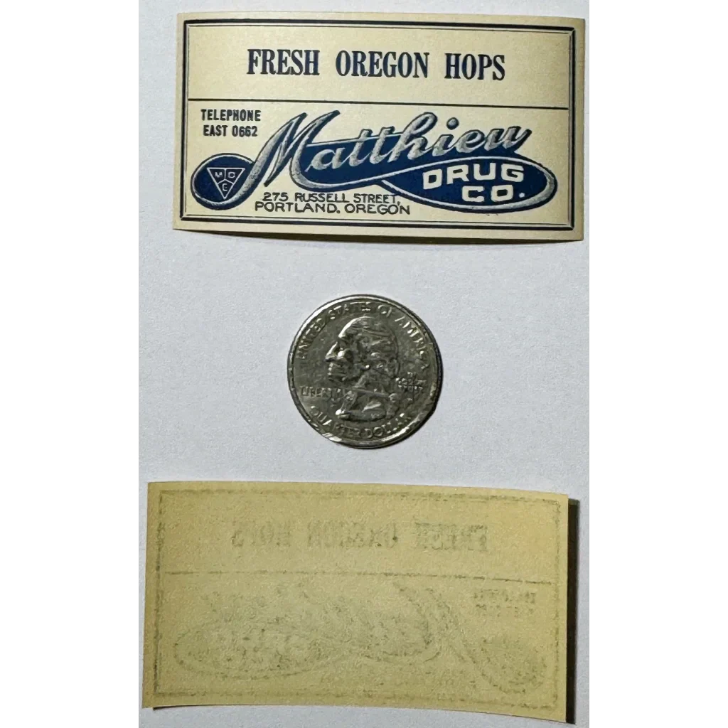 Rare 1910s Fresh Oregon Hops Drug Store Label from Portland