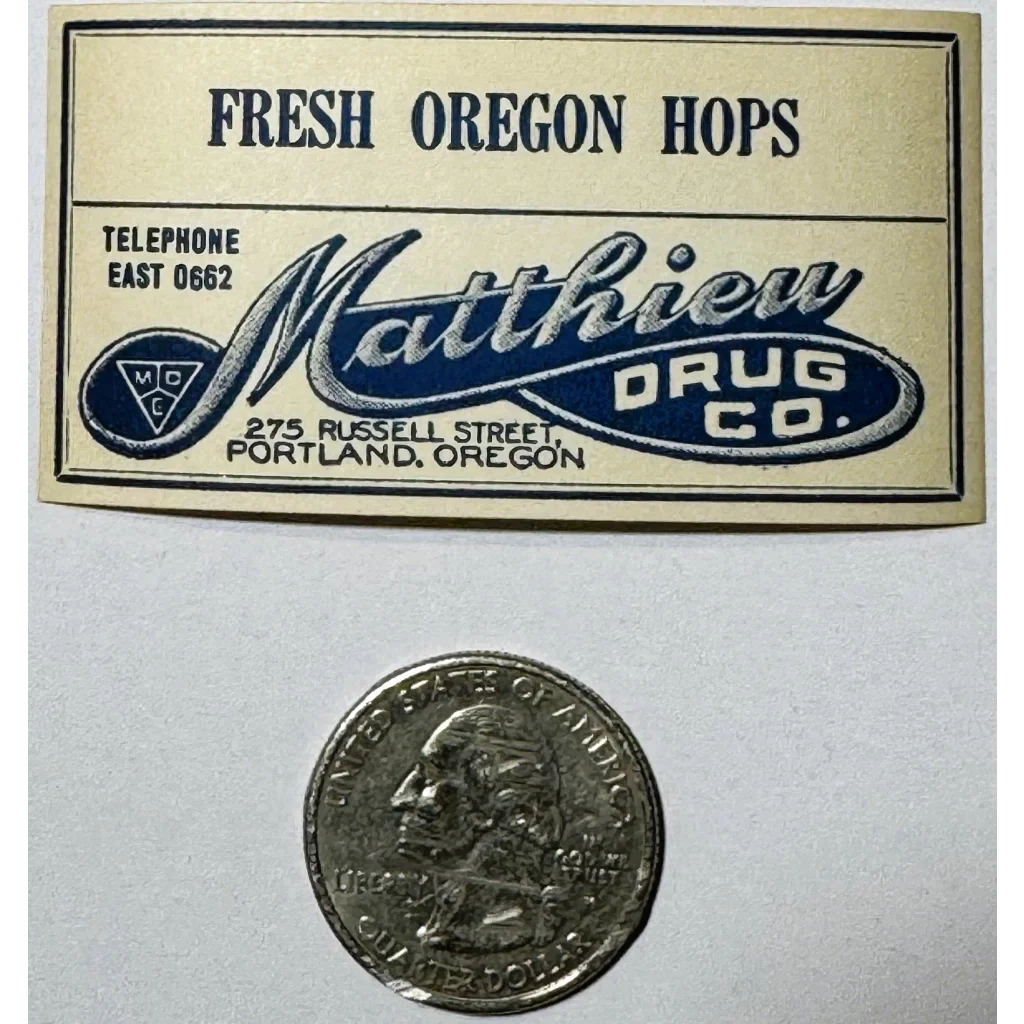 Rare 1910s Fresh Oregon Hops Drug Store Label from Portland
