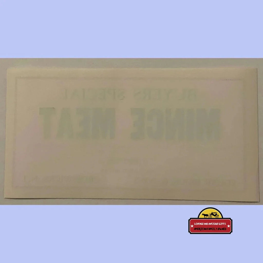 Rare 1910s Antique Vintage Mince Meat Label Unearths Nostalgic Charm