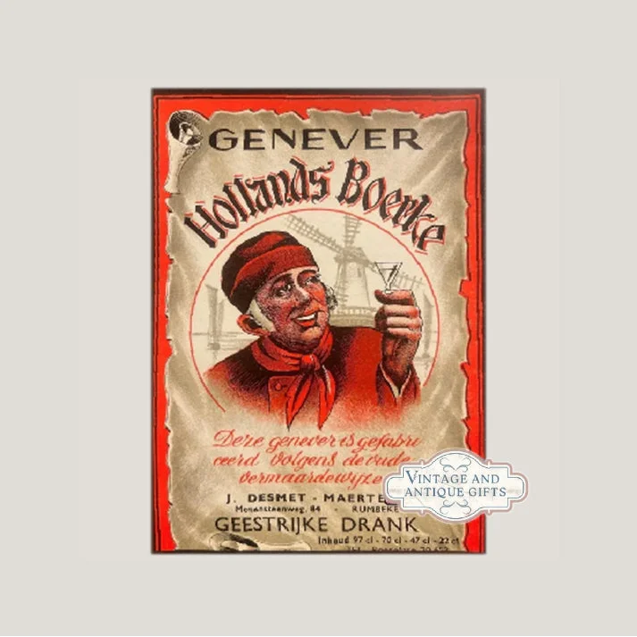Rare 1920s Antique Vintage Genever Hollands Boerke Liquor Label