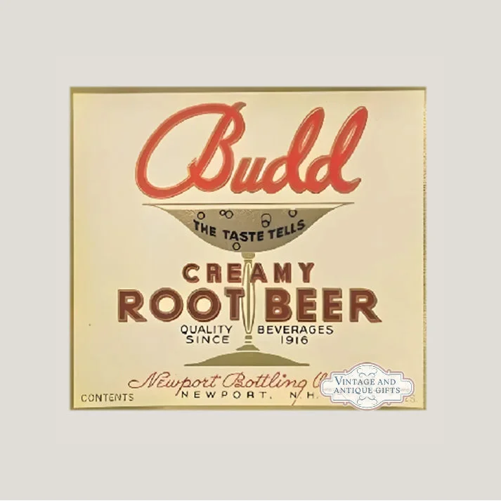 Rare 1920s Budd Creamy Root Beer Label Antique Vintage Collectible