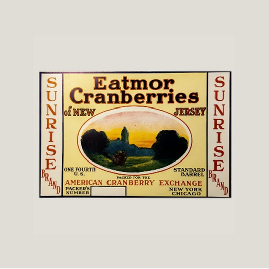 Rare 1920s Eatmor Cranberries Label Showcases New Jersey Sunset