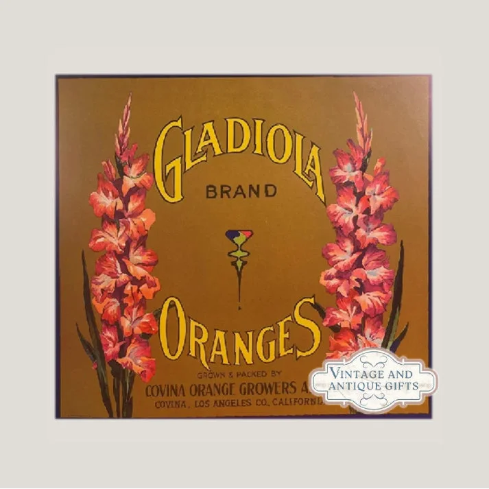 Rare 1920s Gladiola Antique Vintage Orange Crate Label from Covina