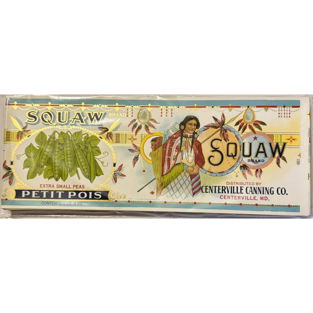 Rare 1920s Squaw Brand Peas Label Unearths Vintage Charm