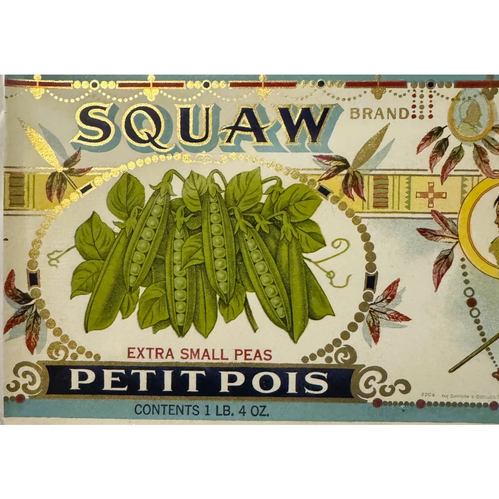 Rare 1920s Squaw Brand Peas Label Unearths Vintage Charm