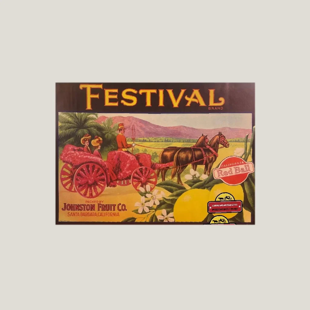 Rare 1930s Festival Crate Label from Santa Barbara Fruit Company