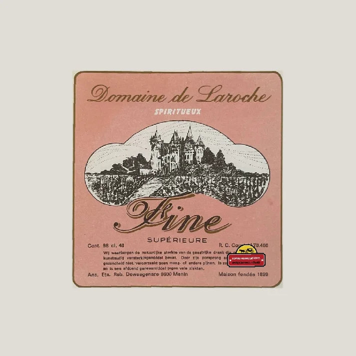 Rare 1930s Laroche Spiritueux Label Showcases Elegant Castle