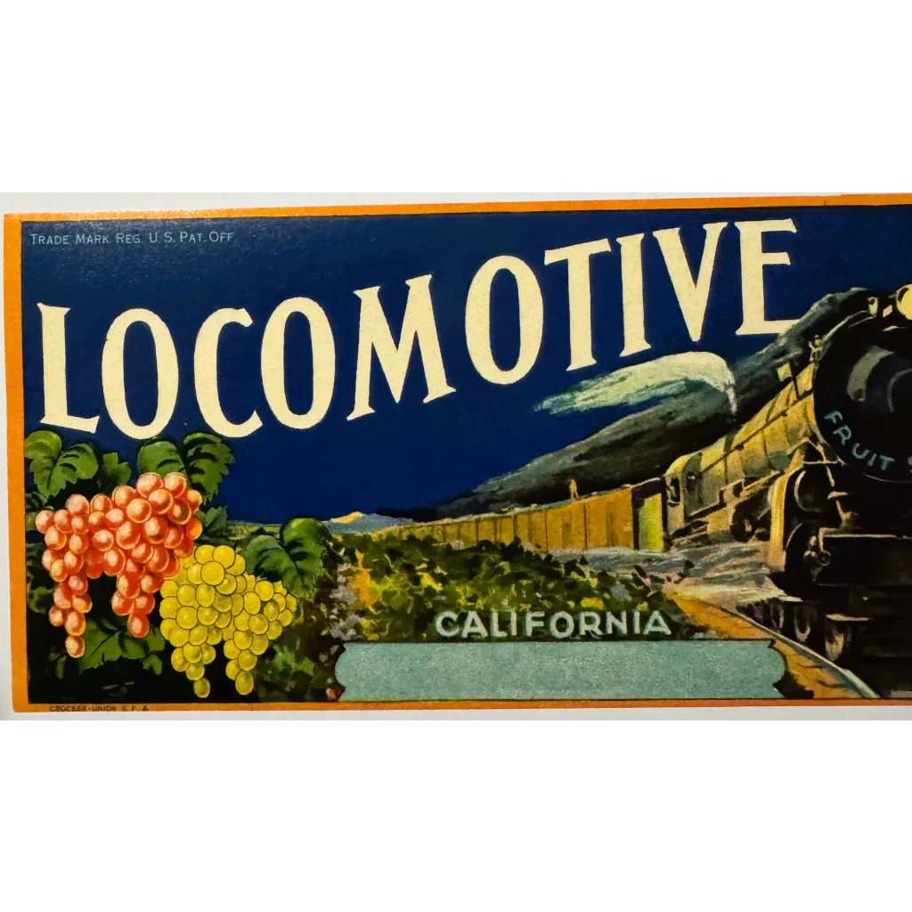 Rare 1930s Locomotive Engineer Crate Label from Fresno