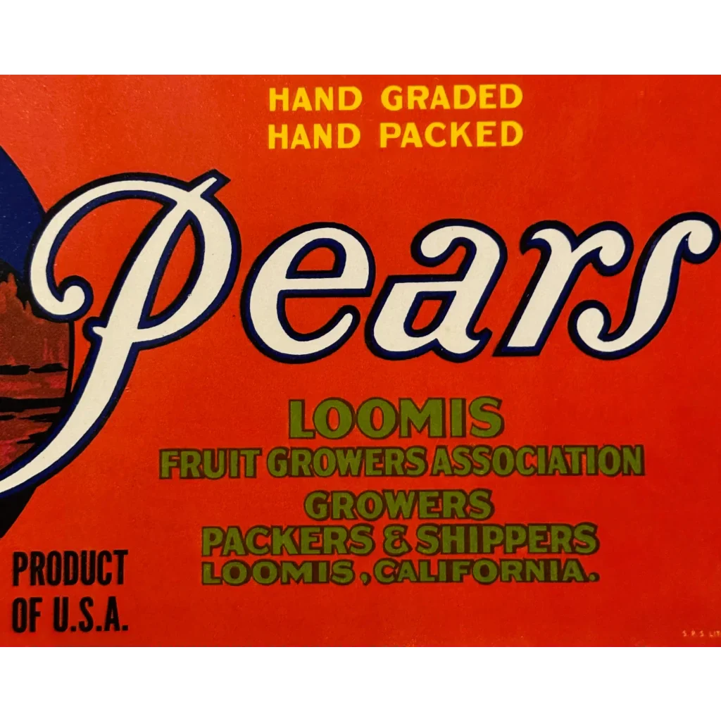 Rare 1930s Loomis Pear Label Boasts Bold Rooster Design
