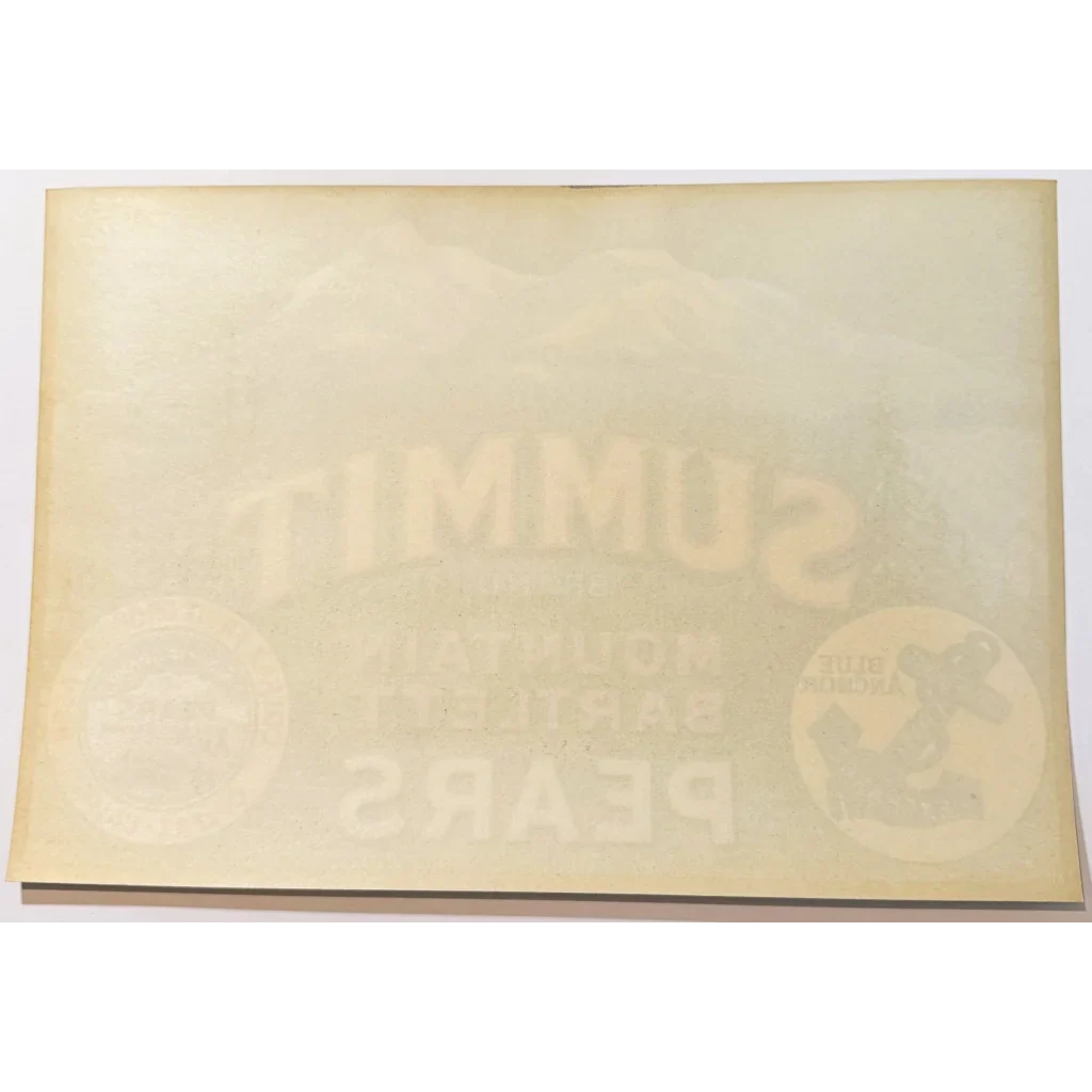 Rare 1930s Mountain Bartlett Pears Vintage Crate Label