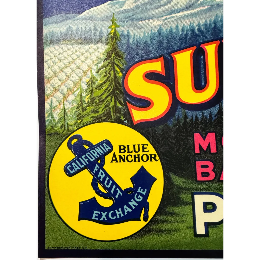 Rare 1930s Mountain Bartlett Pears Vintage Crate Label